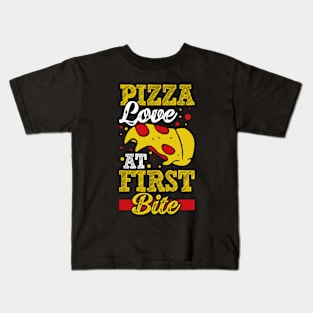 Pizza love at first bite Kids T-Shirt